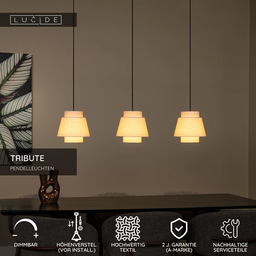 Lucide TRIBUTE - Pendelleuchten - 3xE27 - Beige - USP